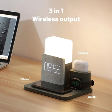 LED Light Bedside Lamp with Wireless Charger Dock