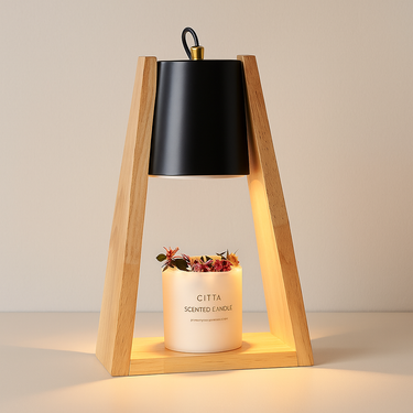 decorative candle lamp with unique triangle frame