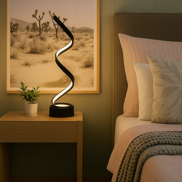 spiral shaped LED desk lamp with adjustable lighting