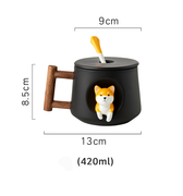 Shiba Inu ceramic coffee cup with kawaii style art