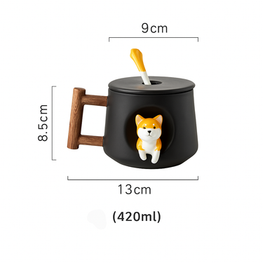 Shiba Inu ceramic coffee cup with kawaii style art