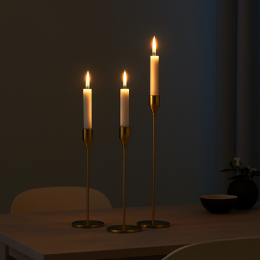 black iron candle holder for table or mantle display