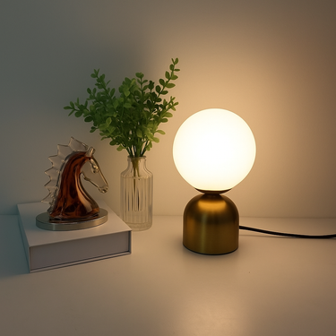 Nordic style brass ball light for bedside or desk