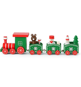 mini wooden train with Santa and Christmas gifts