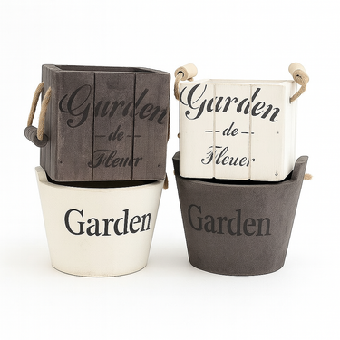 natural wooden flower pot for rustic home decor