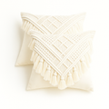 cotton linen macrame pillow cover with boho design