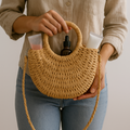 boho style straw handbag for casual wear