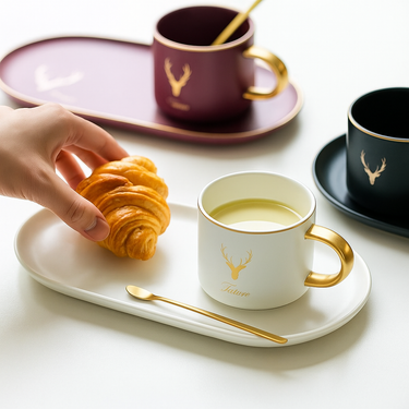 vintage European coffee cup set for home or cafe