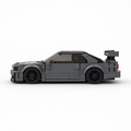 detailed LEGO build of Nissan Skyline R-34 in grey color
