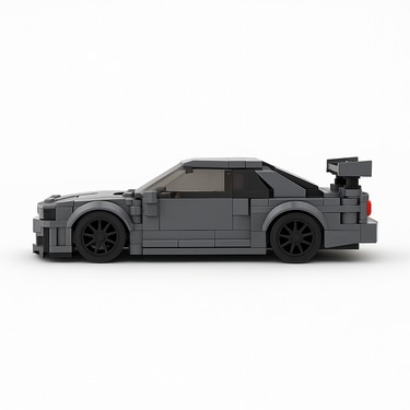 detailed LEGO build of Nissan Skyline R-34 in grey color