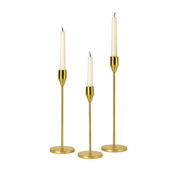 sleek modern metal candle holder for pillar or taper candles