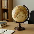 Vintage style world globe with metal stand