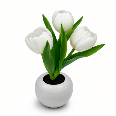 Tulip flower pot lamp with soft ambient lighting