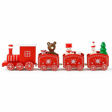 classic wooden Christmas train for seasonal decor