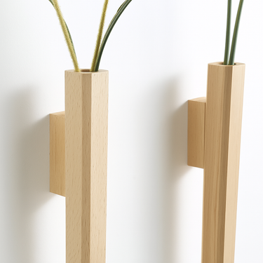 handcrafted wooden vase suspended with rope or chain