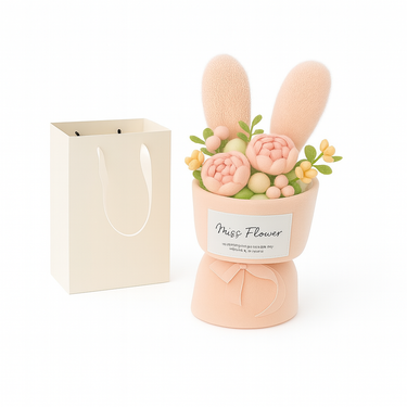 Rabbit ear shape bouquet with soft pastel flowers