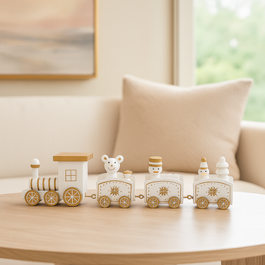 Christmas tree decoration wooden train set