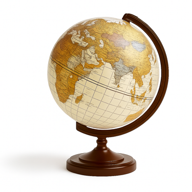 Earth globe with detailed world map for educational use