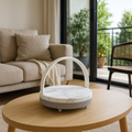 sleek desk lamp with wireless charger and music player