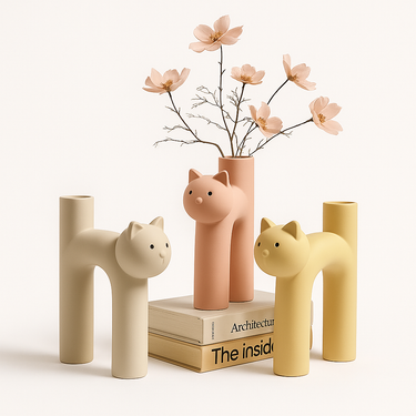 Cat Head Tube Vase