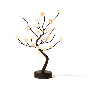 cherry tree bonsai lamp with pink LED blossoms