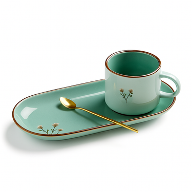 elegant European style coffee cup with saucer