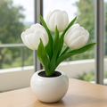 Artificial tulip flower pot lamp with warm glow