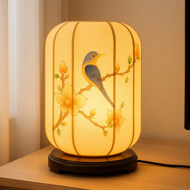 decorative desk lamp with handcrafted painted details