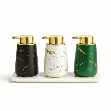 ceramic dispensing bottle with pump for kitchen or bathroom
