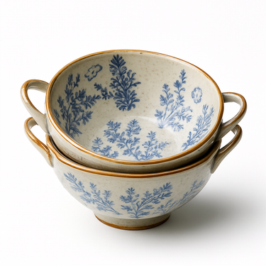 traditional Japanese ceramic bowls for serving rice and soup