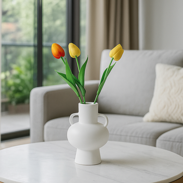 Dreamy Home white and black ceramic vase for contemporary interiors