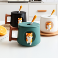 Japanese style ceramic cup with Shiba Inu design
