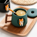 hand-painted ceramic cup featuring Shiba Inu dog